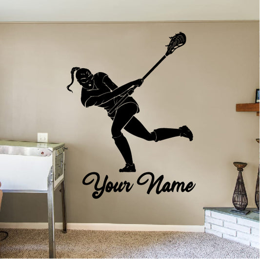 GIRL Lacrosse Player In Action