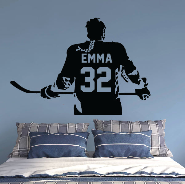 Hockey Girl Player Wall Decor Sticker