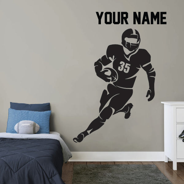 Running Football Player Wall Decal