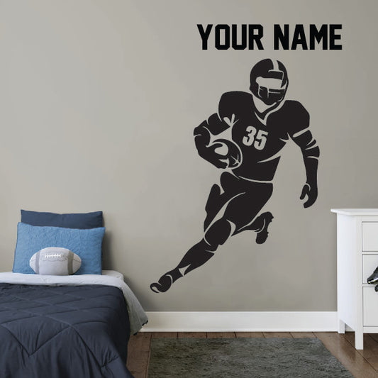 Running Football Player Wall Decal