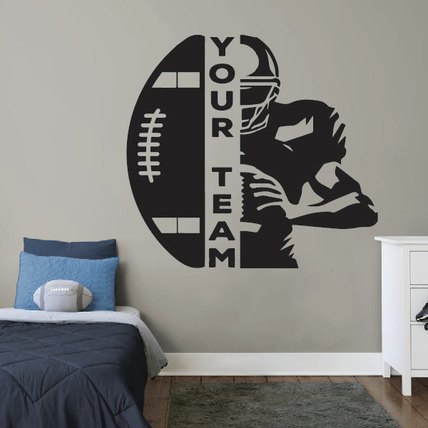 Half Football Player with Your or Team Name