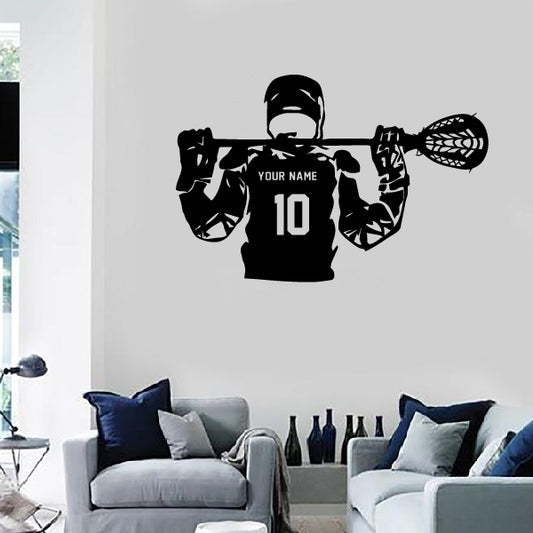 Lacrosse half player with name and number