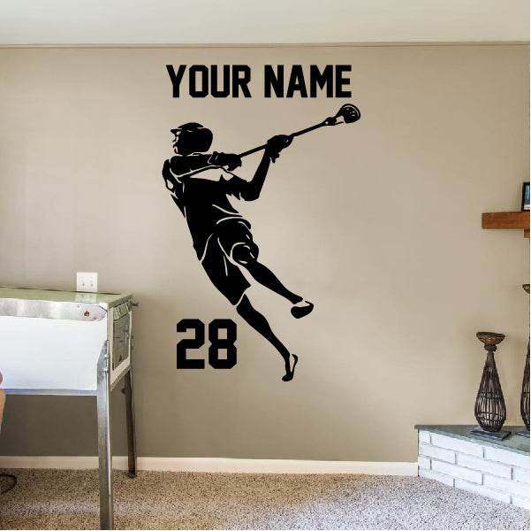 Lacrosse Player in action wall decal