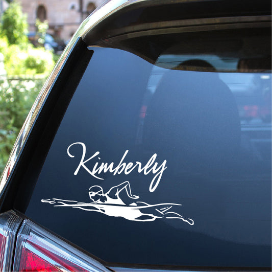 Swimmer sticker with name!