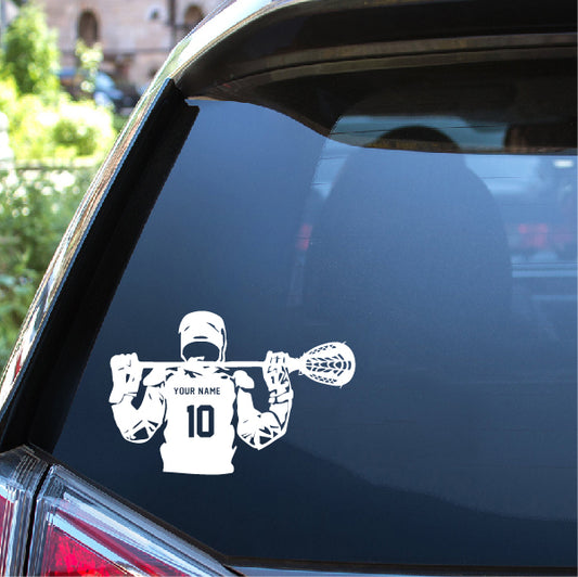 Lacrosse half player with name and number