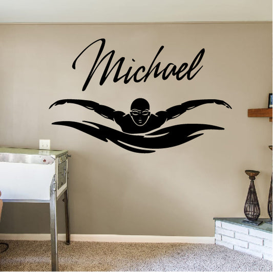 Personalized Swimmer wall sticker