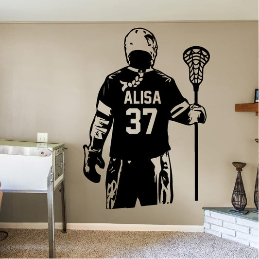 GIRL Personalized Lacrosse Player Decal