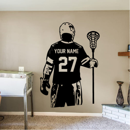 Personalized Lacrosse Player Decal