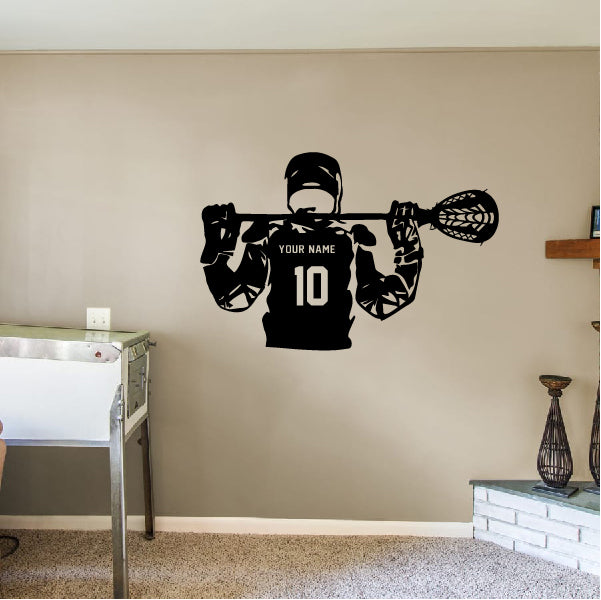 Lacrosse half player with name and number