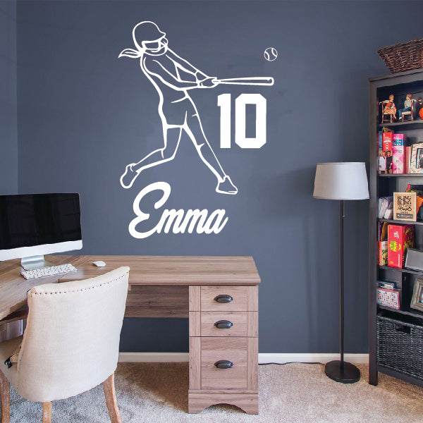 Softball GIRL - Personalized Hitter with your Name & Number