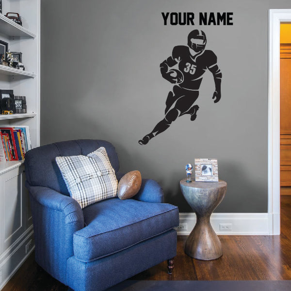 Running Football Player Wall Decal