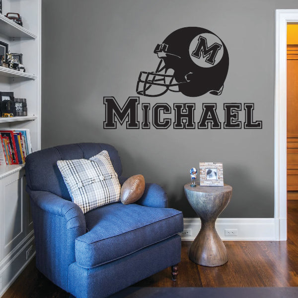decoratimg with football helmets Football With Name Wall Sticker Decor