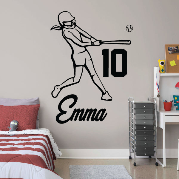 Softball GIRL - Personalized Hitter with your Name & Number