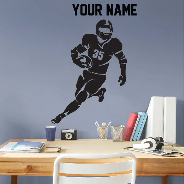 Running Football Player Wall Decal
