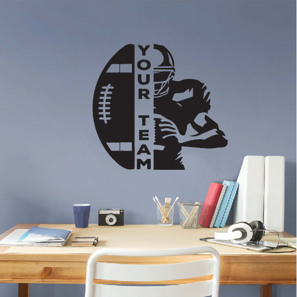 Half Football Player with Your or Team Name