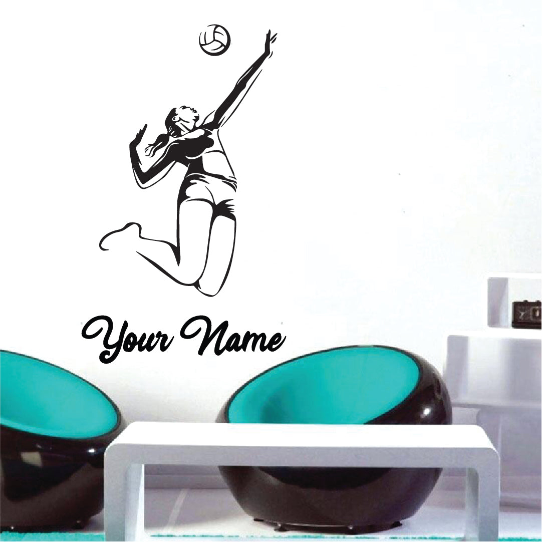 The volleyball player spike the ball - women
