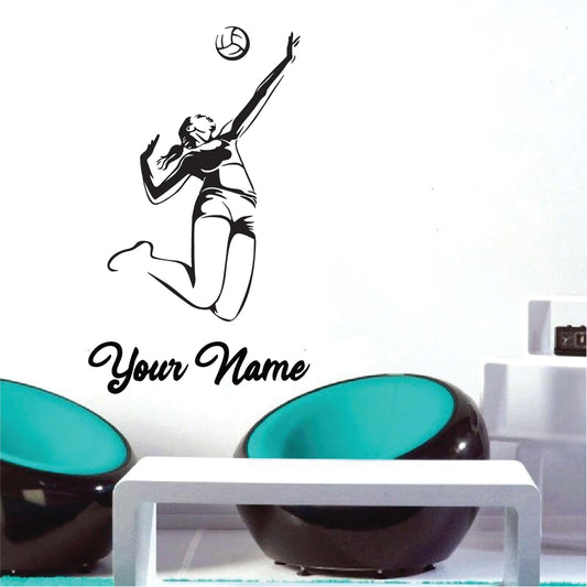 The volleyball player spike the ball - women