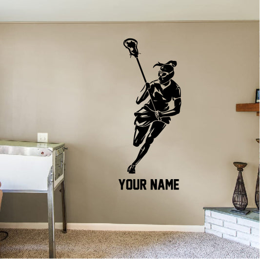 GIRL Running Lacrosse Player