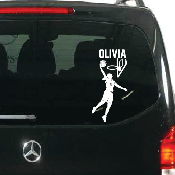 GIRL Basketball Player Throwing Ball Sticker