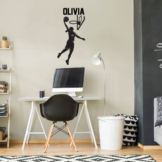 GIRL Basketball Player Throwing Ball Sticker