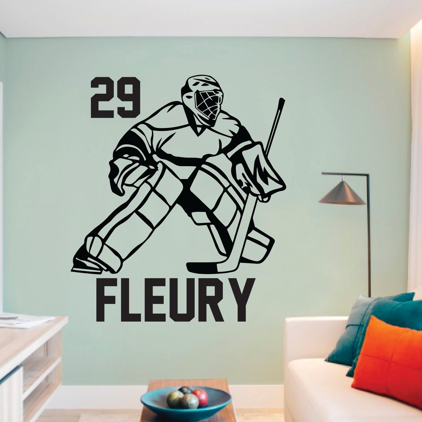 Hockey Goalie Wall Decal Custom Name & Number