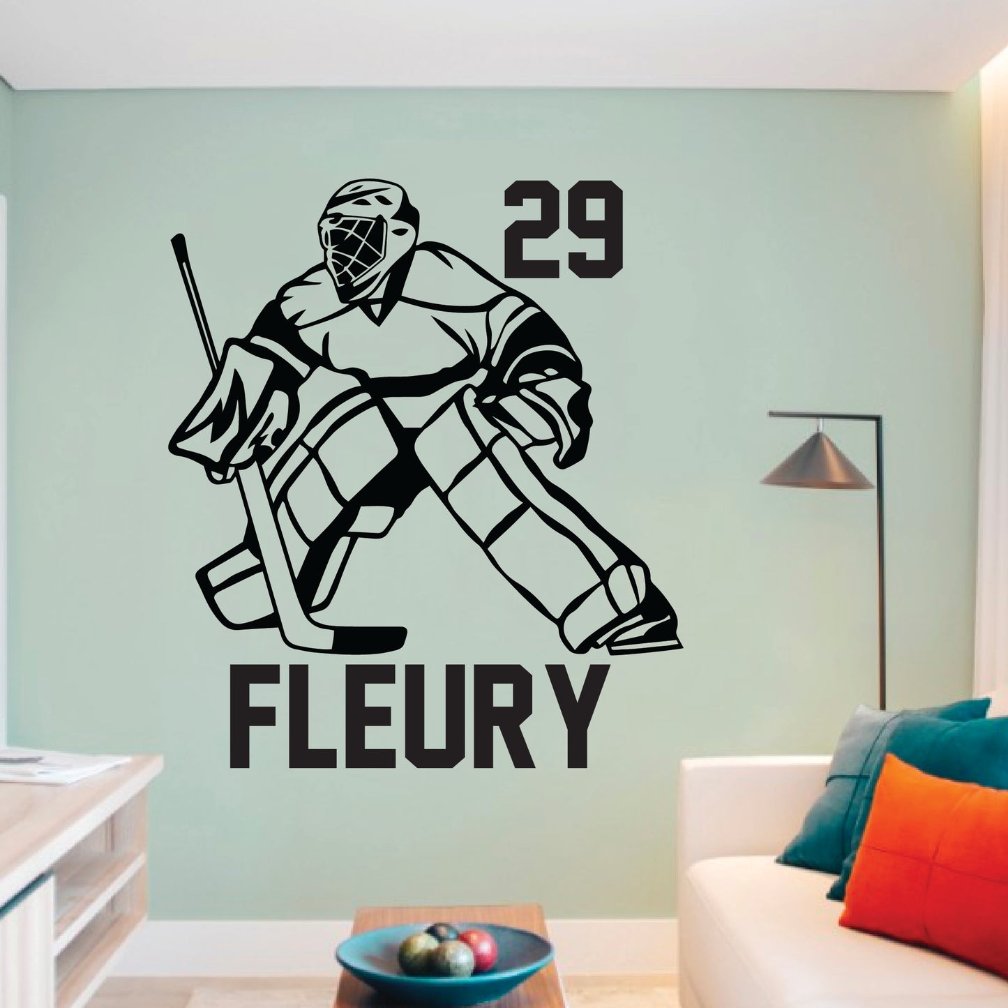 Hockey Goalie Wall Decal Custom Name & Number