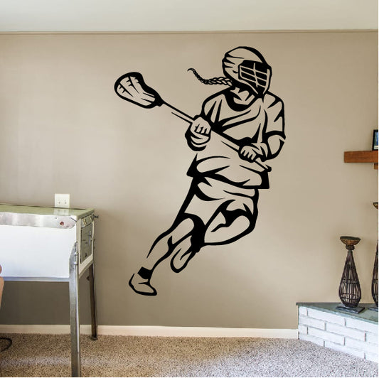 GIRL! Running Lacrosse Player Decal