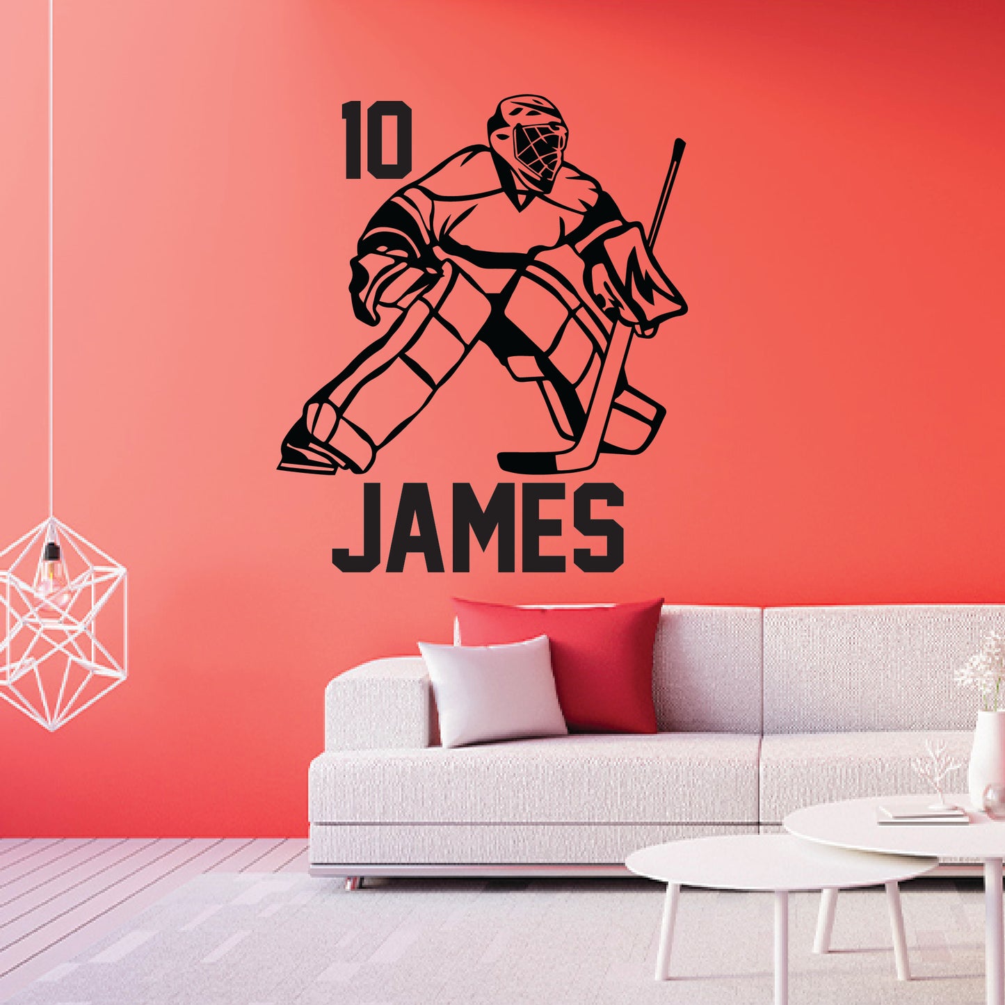 Hockey Goalie Wall Decal Custom Name & Number