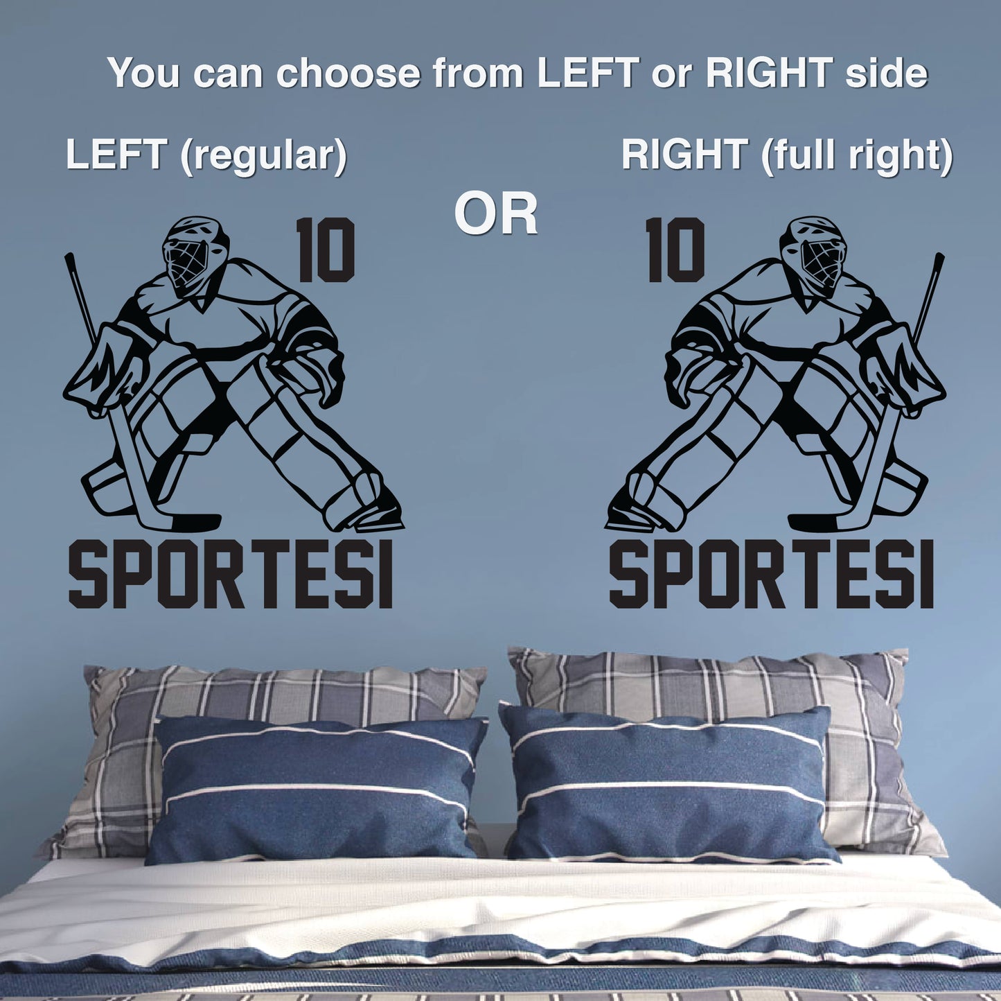 Hockey Goalie Wall Decal Custom Name & Number