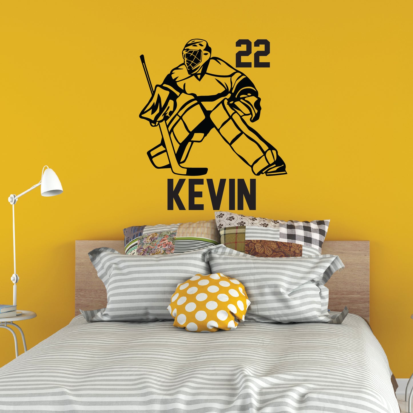 Hockey Goalie Wall Decal Custom Name & Number