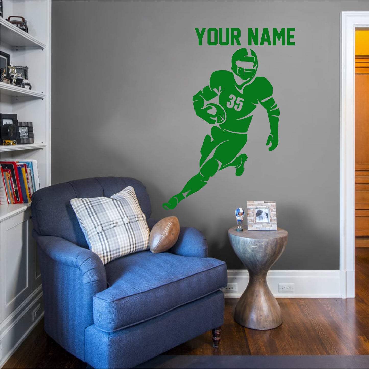 Running Football Player Wall Decal