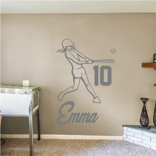 Softball GIRL - Personalized Hitter with your Name & Number