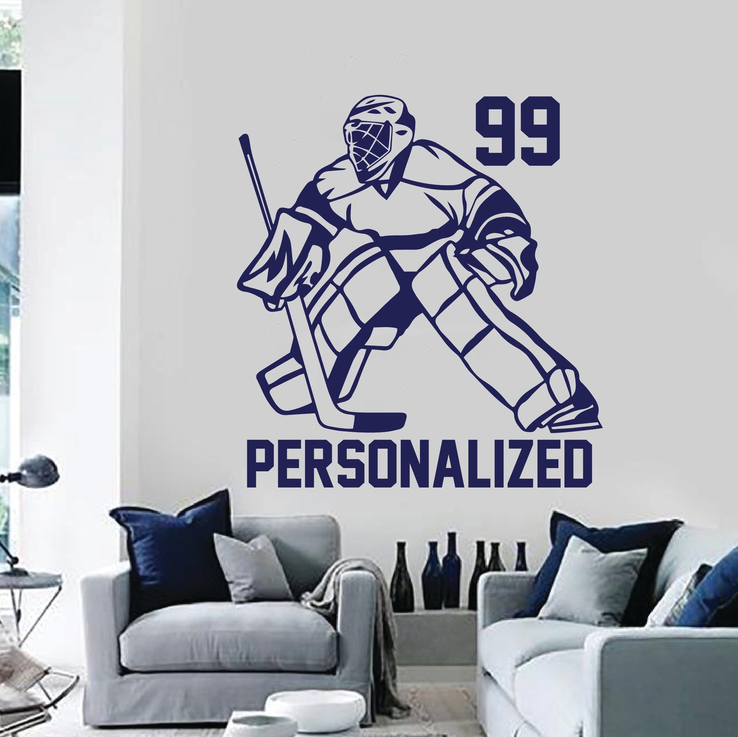 Hockey Goalie Wall Decal Custom Name & Number
