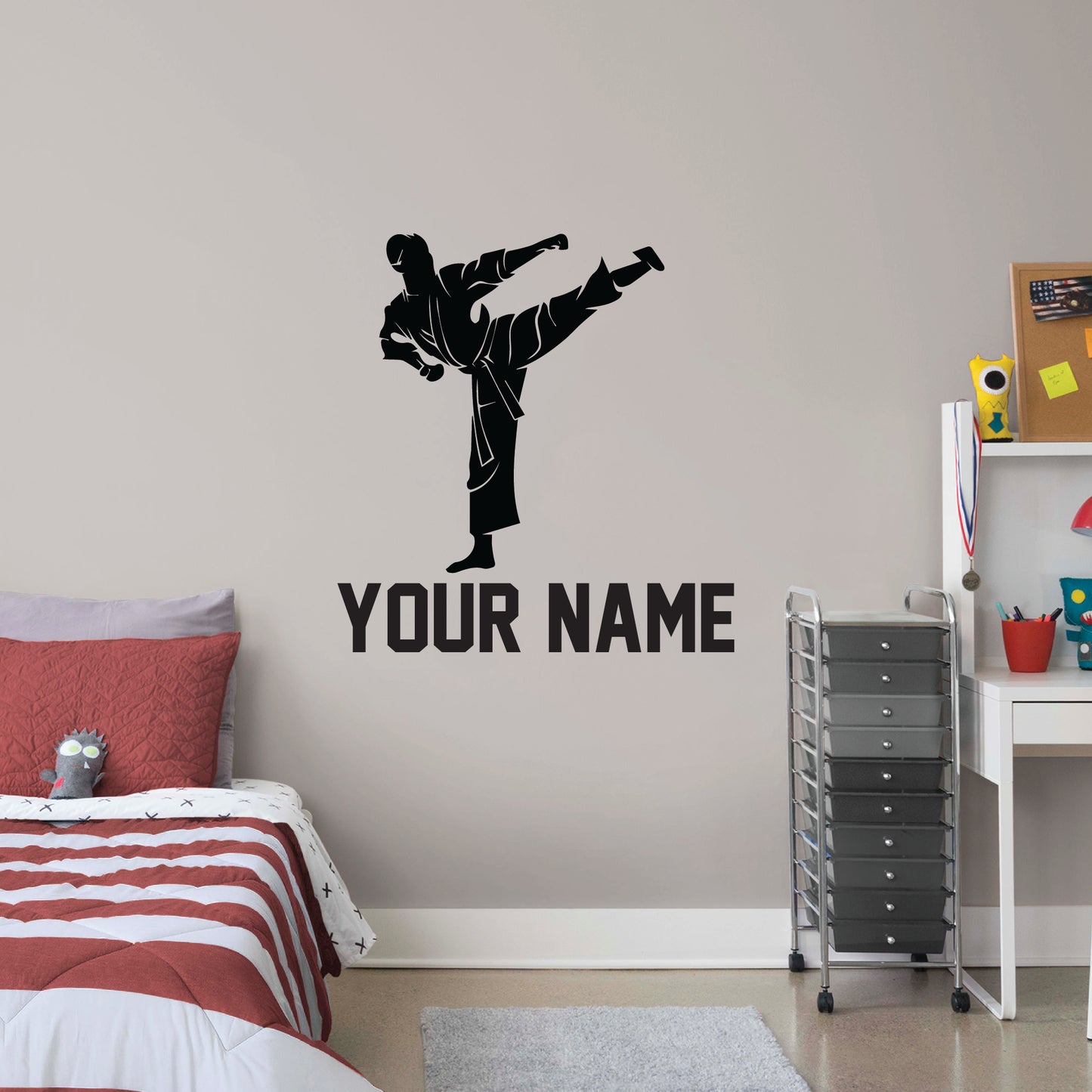 Karate Side Kick Wall Decal - with custom name