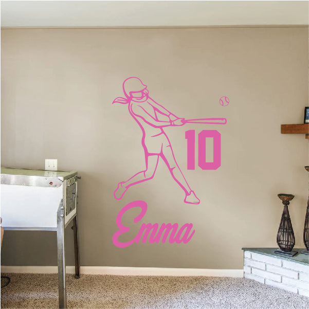 Softball GIRL - Personalized Hitter with your Name & Number