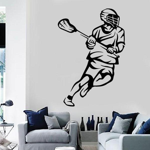Running Lacrosse Player Decal