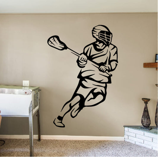 Running Lacrosse Player Decal