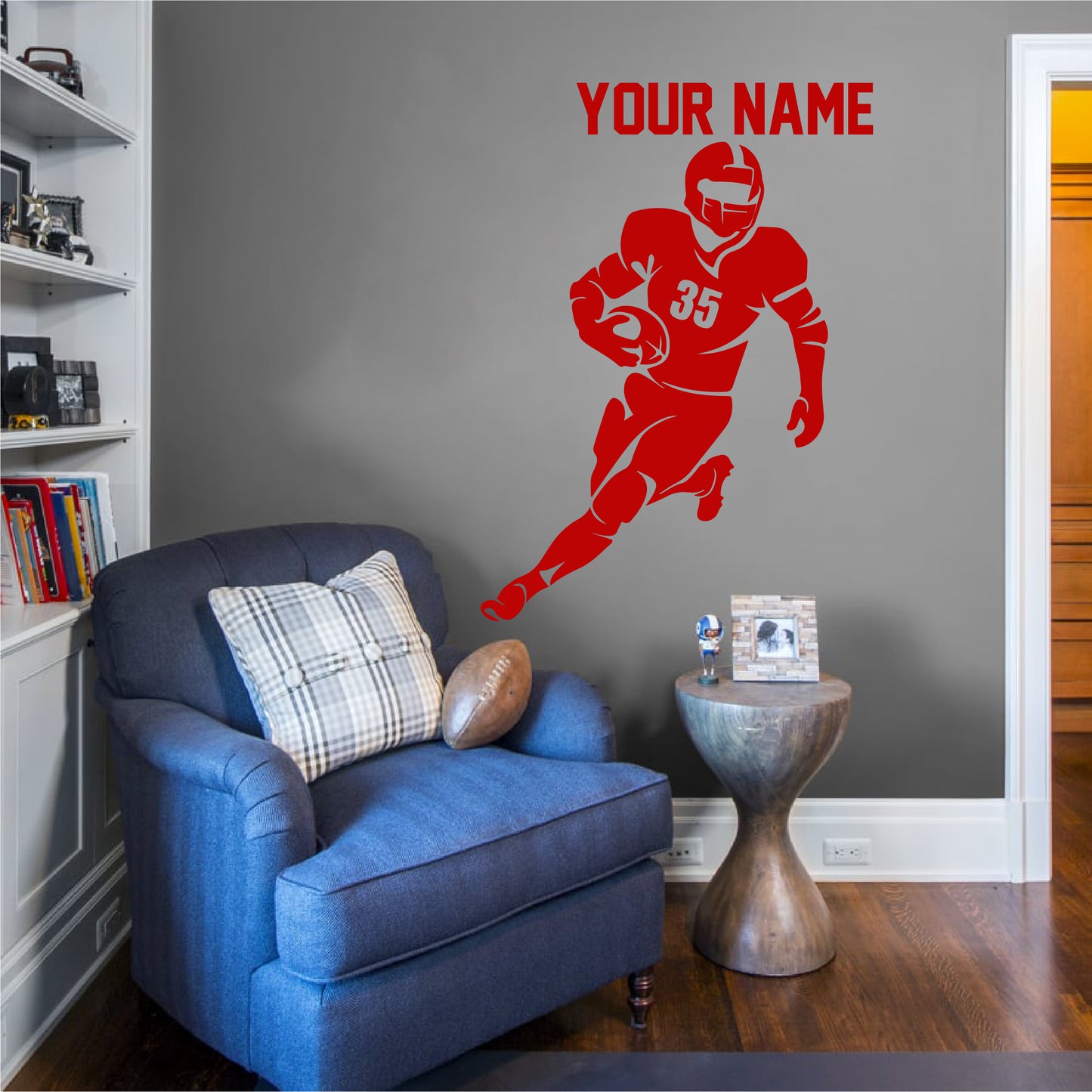 Running Football Player Wall Decal