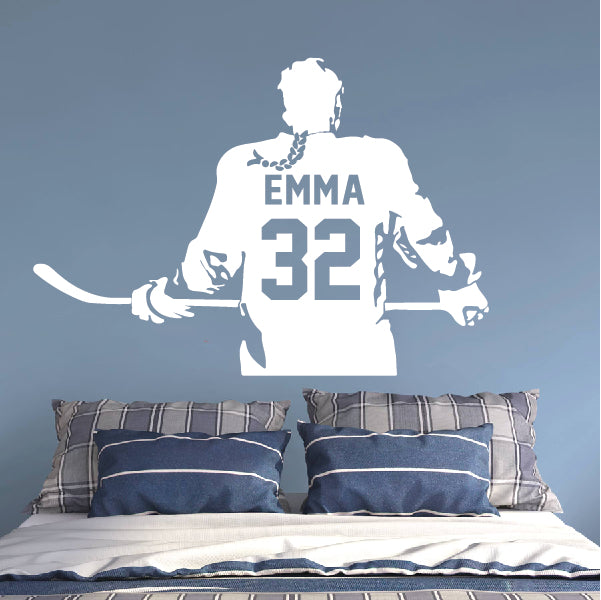 Hockey Girl Player Wall Decor Sticker
