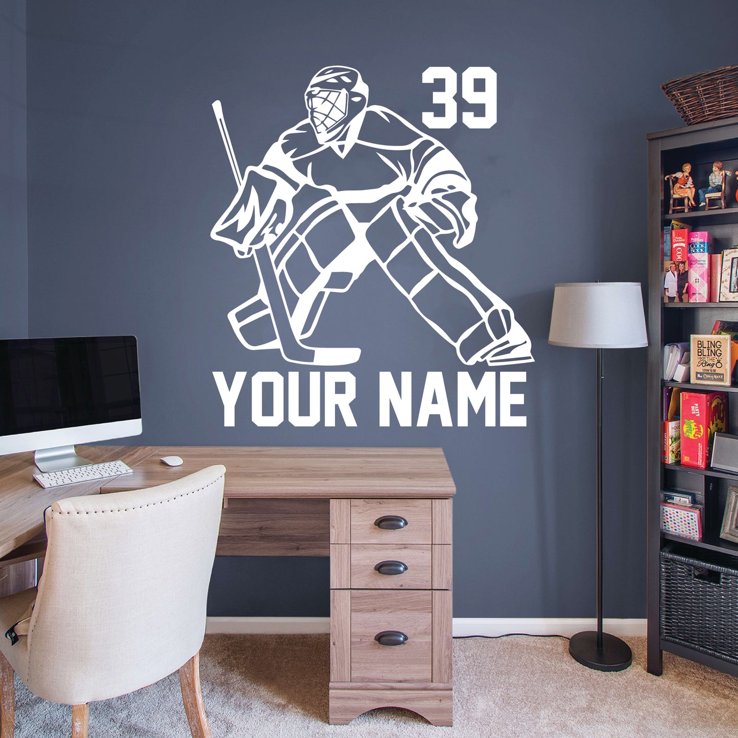 Hockey Goalie Wall Decal Custom Name & Number