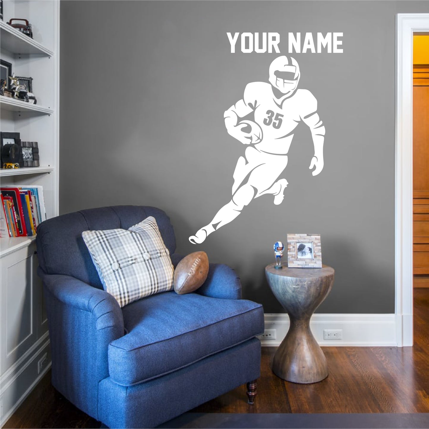 Running Football Player Wall Decal