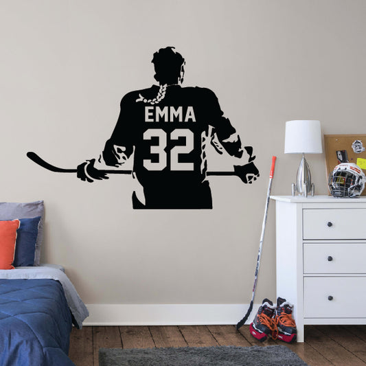 Hockey Girl Player Wall Decor Sticker