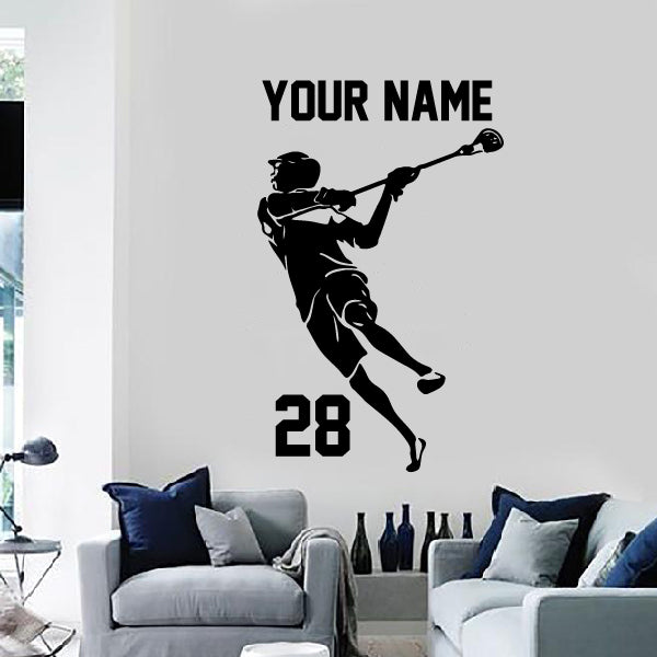 Lacrosse Player in action wall decal