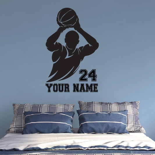 Half Basketball Player with side name and number