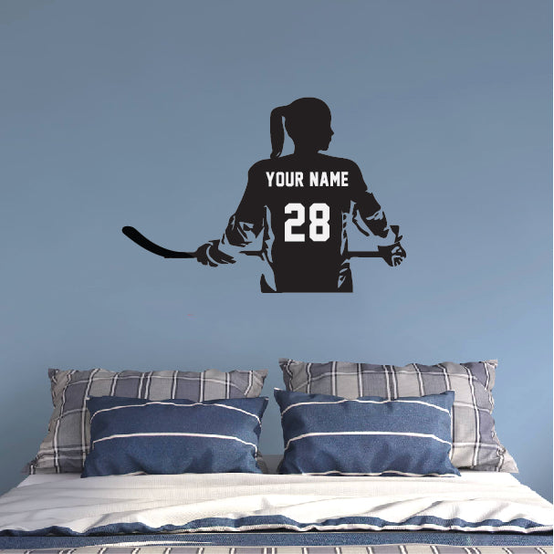 GIRL Hockey Player Decal With Customized Name