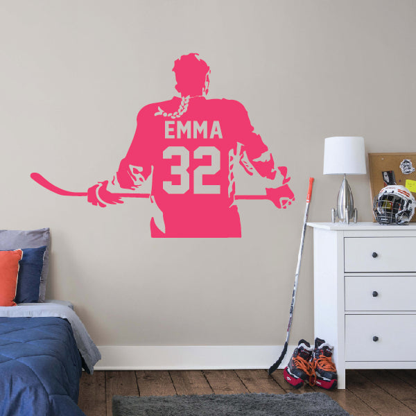 Hockey Girl Player Wall Decor Sticker