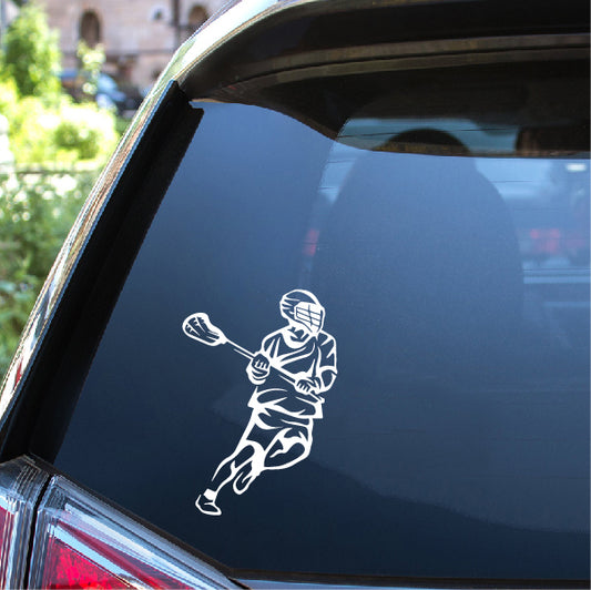 Running Lacrosse Player Decal